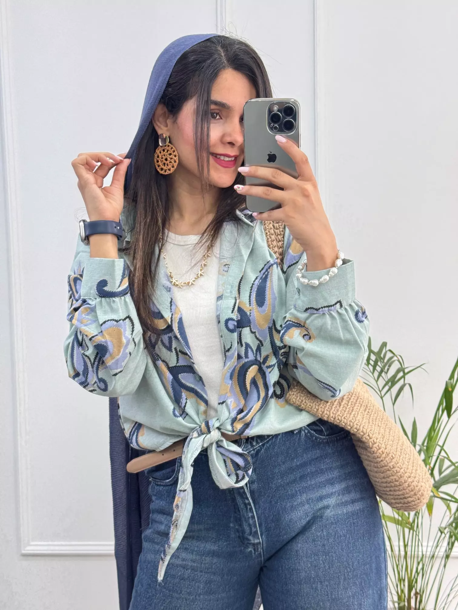 شومیز لینن گره ای ایتالیایی